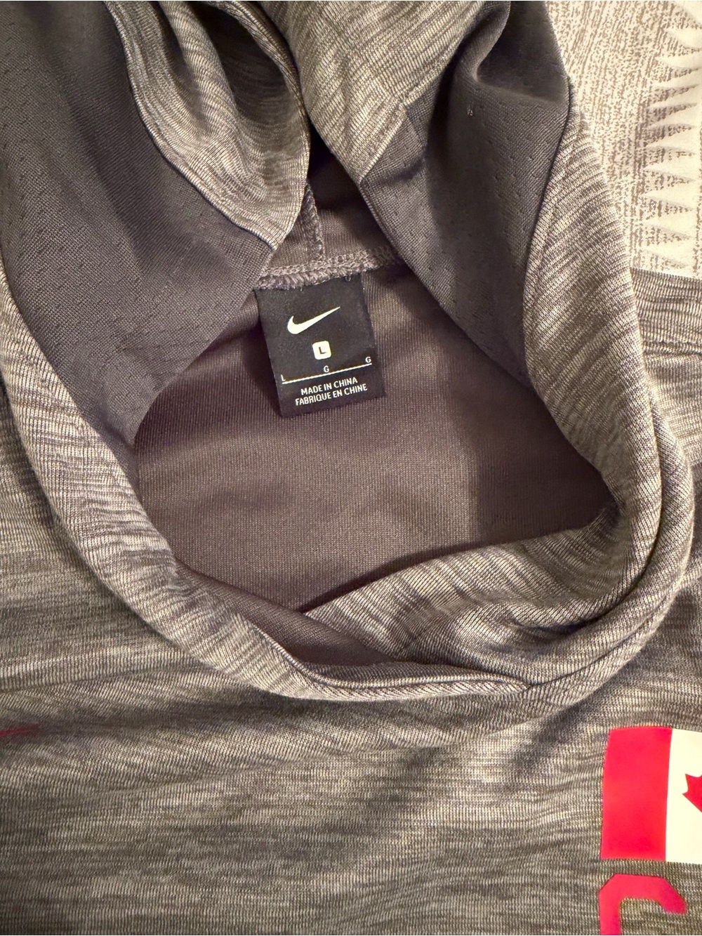 Nike Men’s Gray Hooded Sweatshirt with Red CAN Patch - Picture 3 of 4